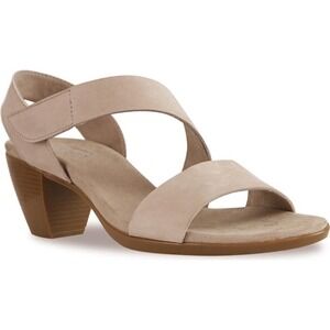 MUNRO Lucia Sandal Heels Size 11 Stone Tan Suede Strappy Comfort Dressy Casual